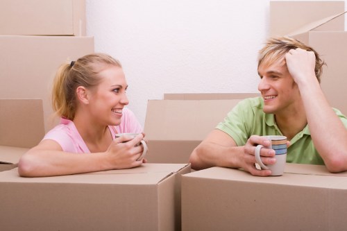 Packed boxes and furniture ready for a London house move