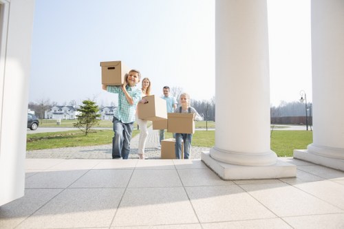 Office removals team preparing business furniture for a London relocation