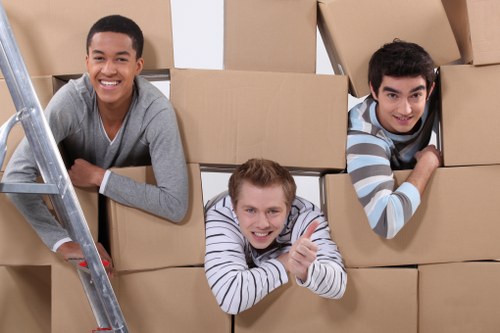 Boxes and furniture prepared for removals in London