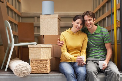 Boxes and furniture being loaded for a home move in London